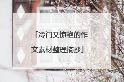 冷门又惊艳的作文素材整理摘抄