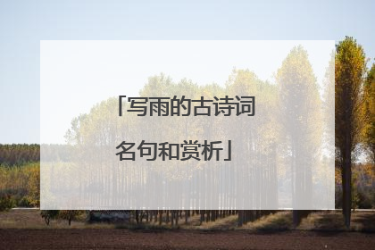 写雨的古诗词名句和赏析