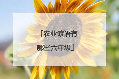 农业谚语有哪些六年级