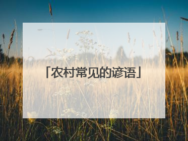 农村常见的谚语
