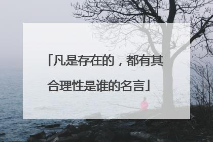 凡是存在的，都有其合理性是谁的名言