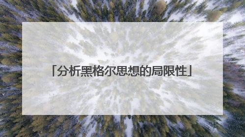 分析黑格尔思想的局限性