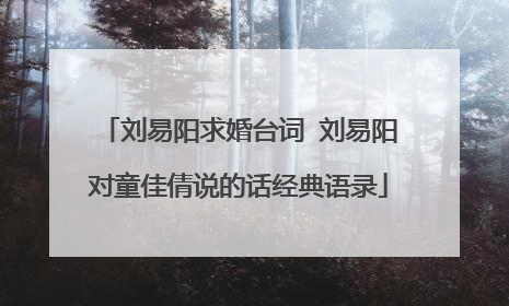 刘易阳求婚台词 刘易阳对童佳倩说的话经典语录