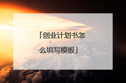 创业计划书怎么填写模板