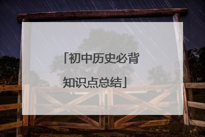 初中历史必背知识点总结