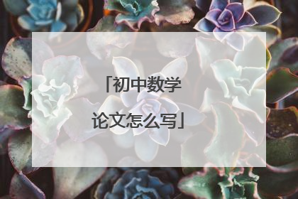 初中数学 论文怎么写