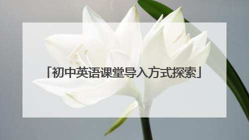 初中英语课堂导入方式探索