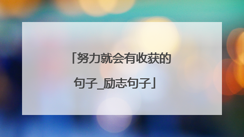 努力就会有收获的句子_励志句子