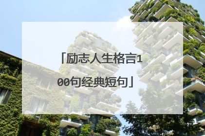励志人生格言100句经典短句