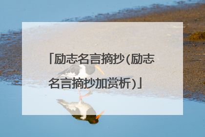 励志名言摘抄(励志名言摘抄加赏析)
