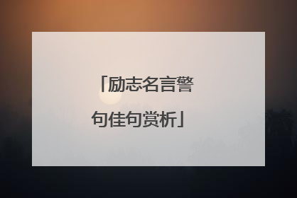 励志名言警句佳句赏析