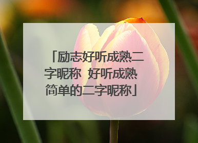 励志好听成熟二字昵称 好听成熟简单的二字昵称