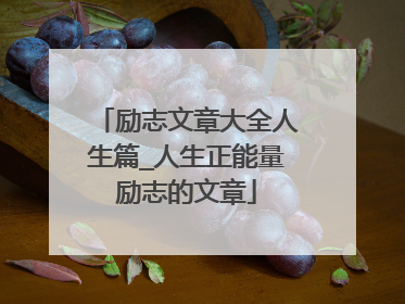 励志文章大全人生篇_人生正能量励志的文章