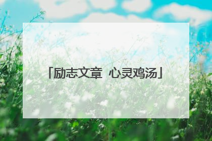 励志文章 心灵鸡汤