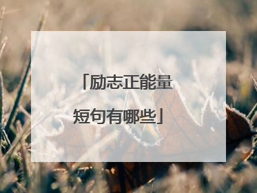 励志正能量短句有哪些