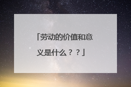 劳动的价值和意义是什么？？