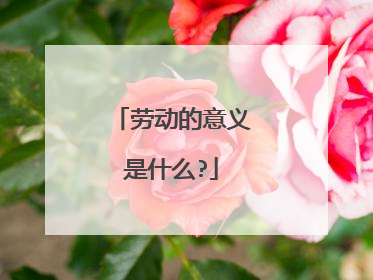 劳动的意义是什么?