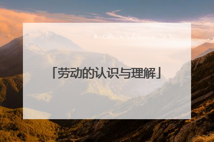 劳动的认识与理解