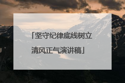 坚守纪律底线树立清风正气演讲稿