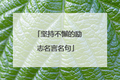 坚持不懈的励志名言名句