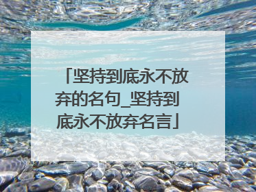 坚持到底永不放弃的名句_坚持到底永不放弃名言