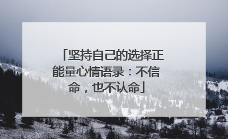 坚持自己的选择正能量心情语录：不信命，也不认命