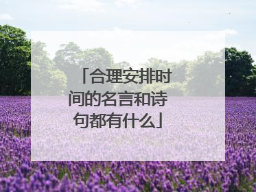 合理安排时间的名言和诗句都有什么
