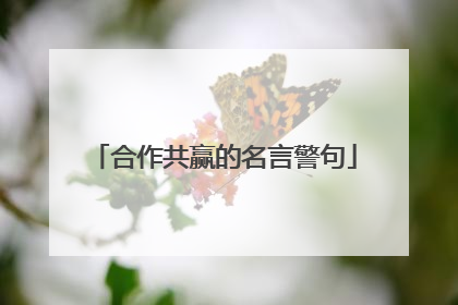合作共赢的名言警句
