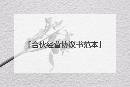 合伙经营协议书范本