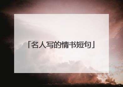 名人写的情书短句
