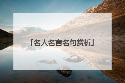 名人名言名句赏析