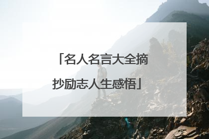 名人名言大全摘抄励志人生感悟