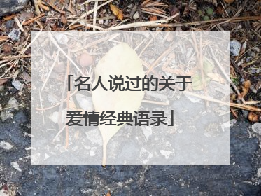 名人说过的关于爱情经典语录