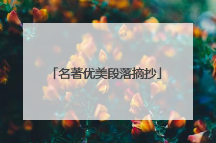 名著优美段落摘抄