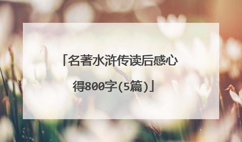 名著水浒传读后感心得800字(5篇)