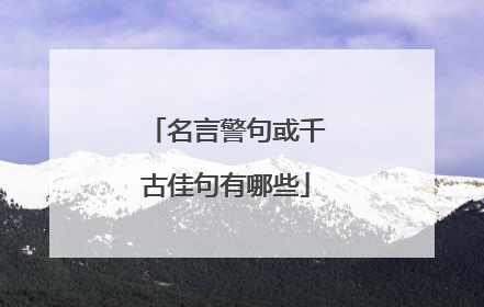 名言警句或千古佳句有哪些