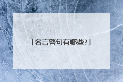 名言警句有哪些?