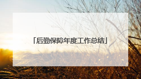 后勤保障年度工作总结