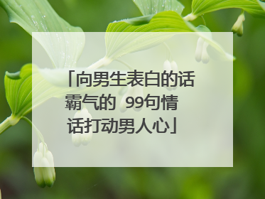 向男生表白的话霸气的 99句情话打动男人心