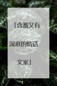 含蓄又有深意的情话文案