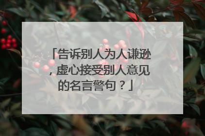 告诉别人为人谦逊，虚心接受别人意见的名言警句？