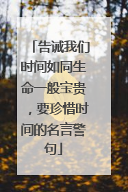 告诫我们时间如同生命一般宝贵，要珍惜时间的名言警句