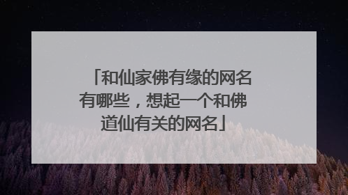 和仙家佛有缘的网名有哪些，想起一个和佛道仙有关的网名