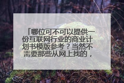 哪位可不可以提供一份互联网行业的商业计划书模版参考？当然不需要那些从网上找的，需要相对完整的。