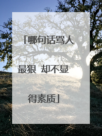 哪句话骂人最狠 却不显得素质