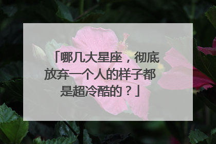 哪几大星座，彻底放弃一个人的样子都是超冷酷的？