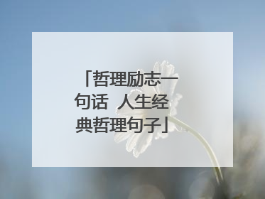哲理励志一句话 人生经典哲理句子