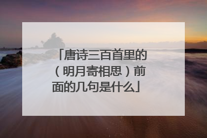 唐诗三百首里的(明月寄相思)前面的几句是什么