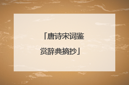 唐诗宋词鉴赏辞典摘抄