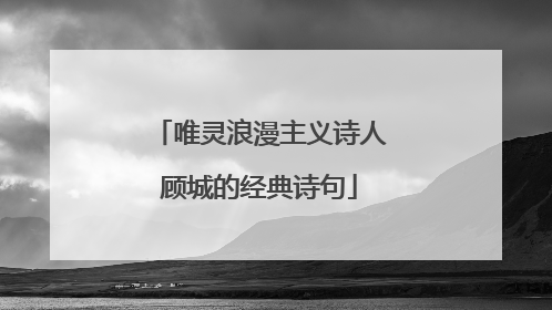 唯灵浪漫主义诗人顾城的经典诗句